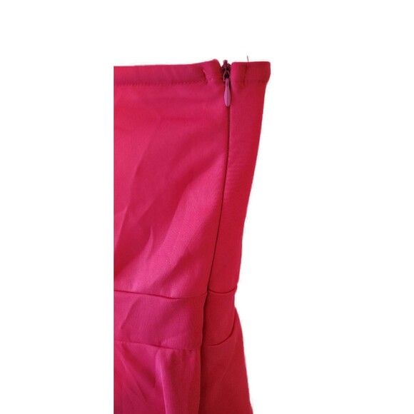 One Shoulder Fuschia Long Sleeve Mermaid Evening Long Dress Sz M - Picture 6 of 7